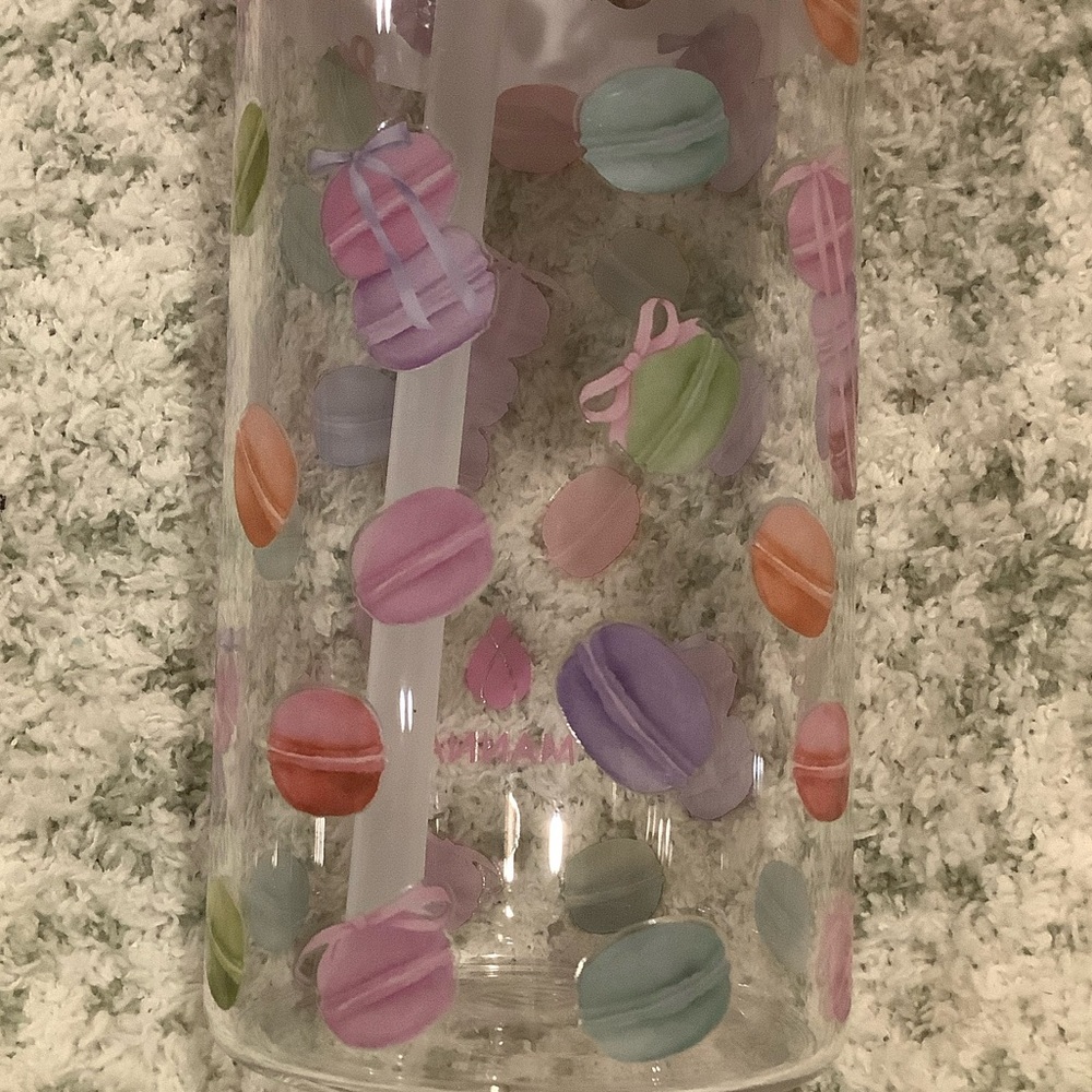 Valentines Day Pastel Macaroons Glass Leak-Proof Water Bottle Manna 32 oz NWT - Picture 11 of 16
